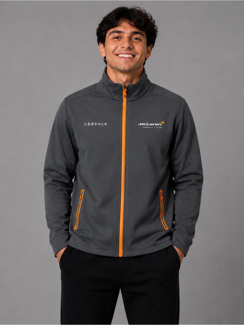McLaren F1 Team Cadence Softshell Jacket Gray Orange Racing Full Zip Men Medium